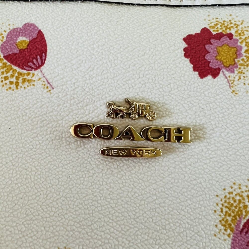 COACH Chalk Multi Poppy Floral City Tote Bag - Picture 3 of 11